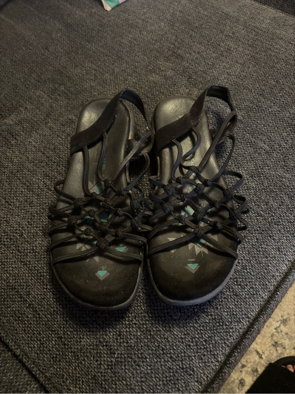 Skechers Black Women's Strappy Knot Sandals Size 8